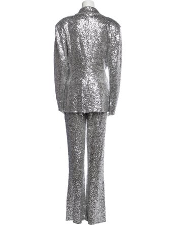 Norma Kamali Patterned Sequin Embellishments Pant Set