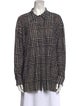 Norma Kamali Houndstooth Print Long Sleeve Button-Up Top