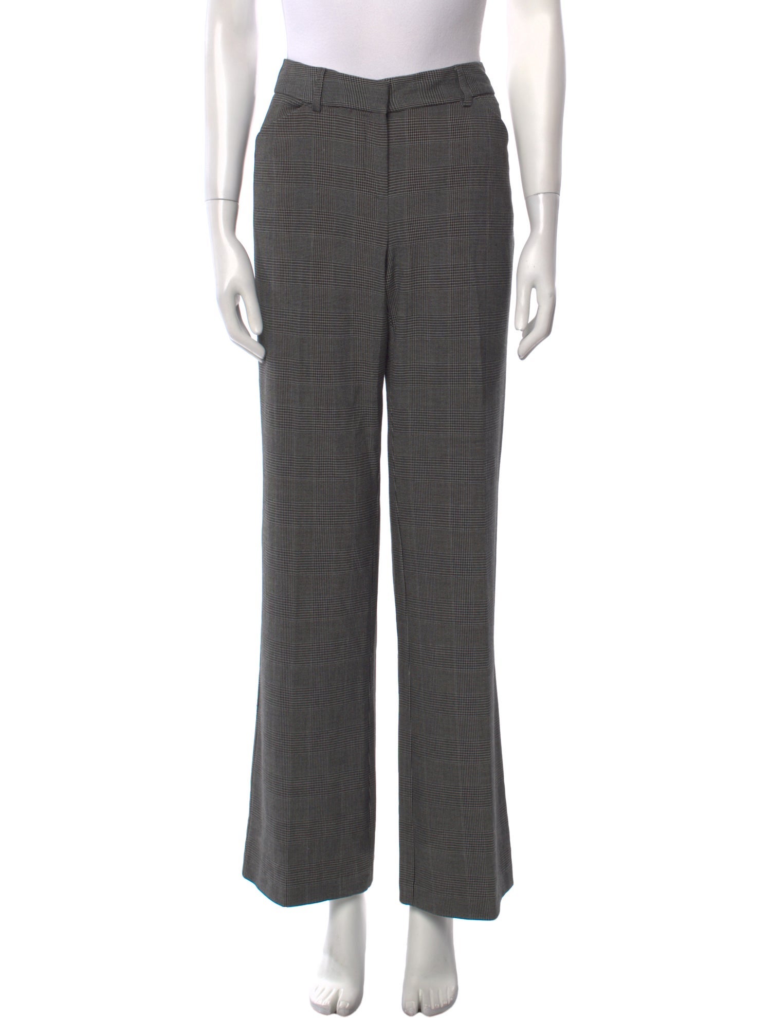 Norma Kamali Plaid Print Wide Leg Pants