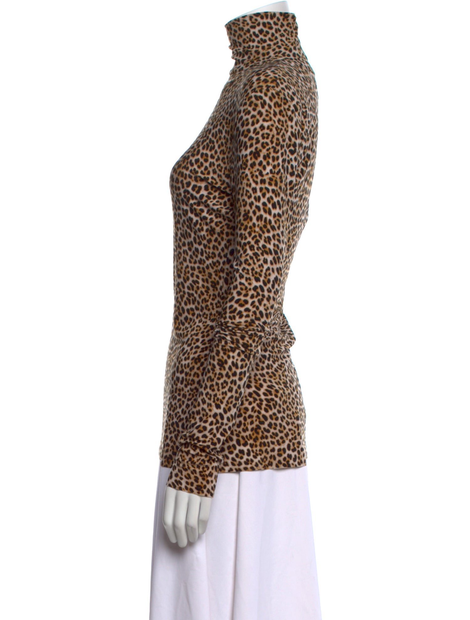 Norma Kamali Animal Print Turtleneck Top