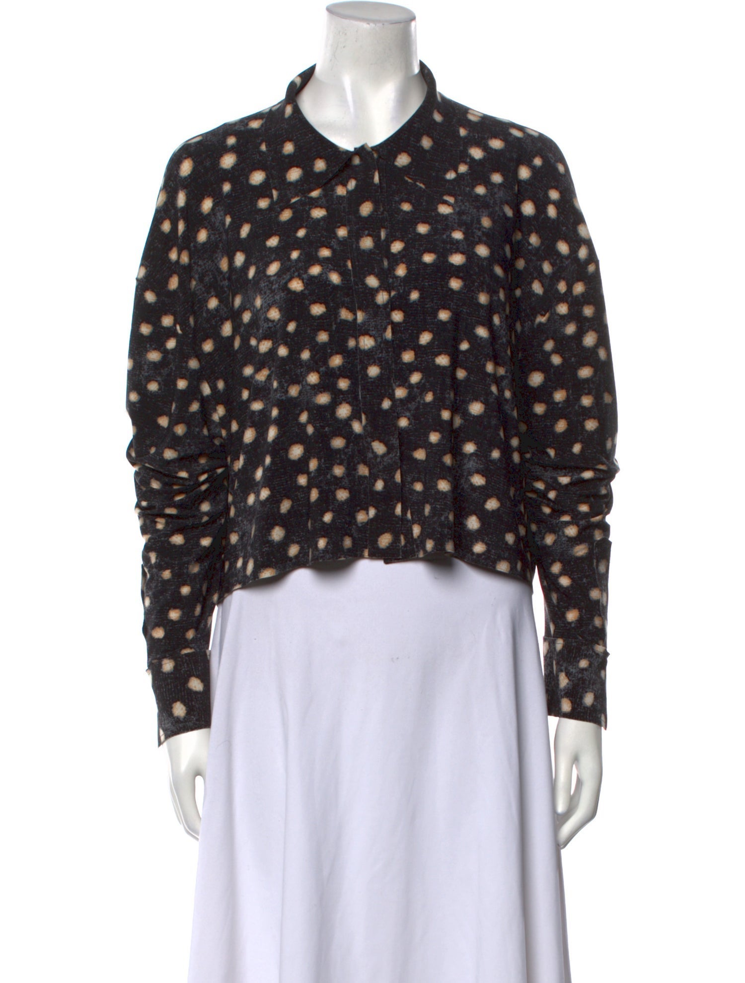 Norma Kamali Polka Dot Print Long Sleeve Blouse