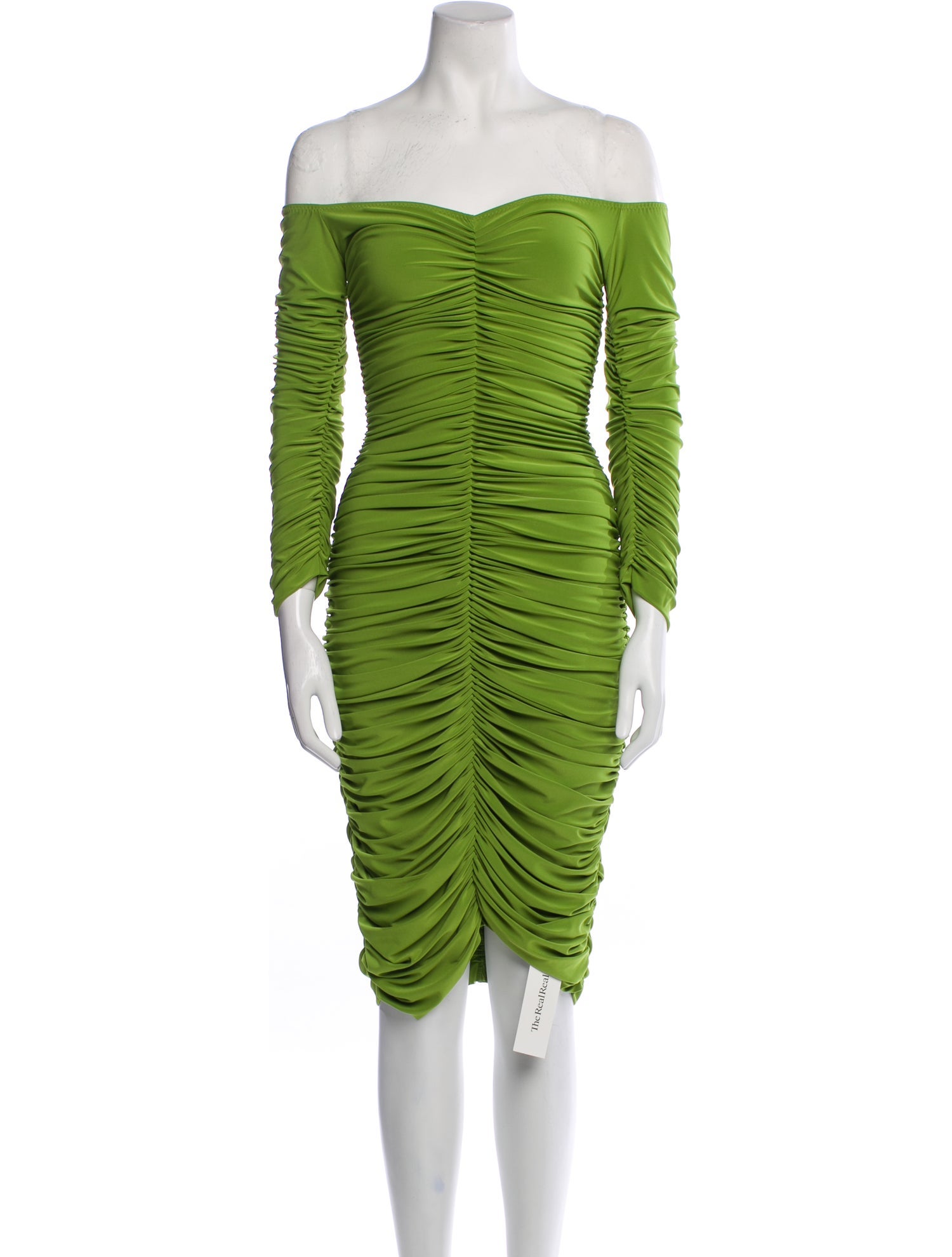 Norma Kamali Off-The-Shoulder Knee-Length Dress