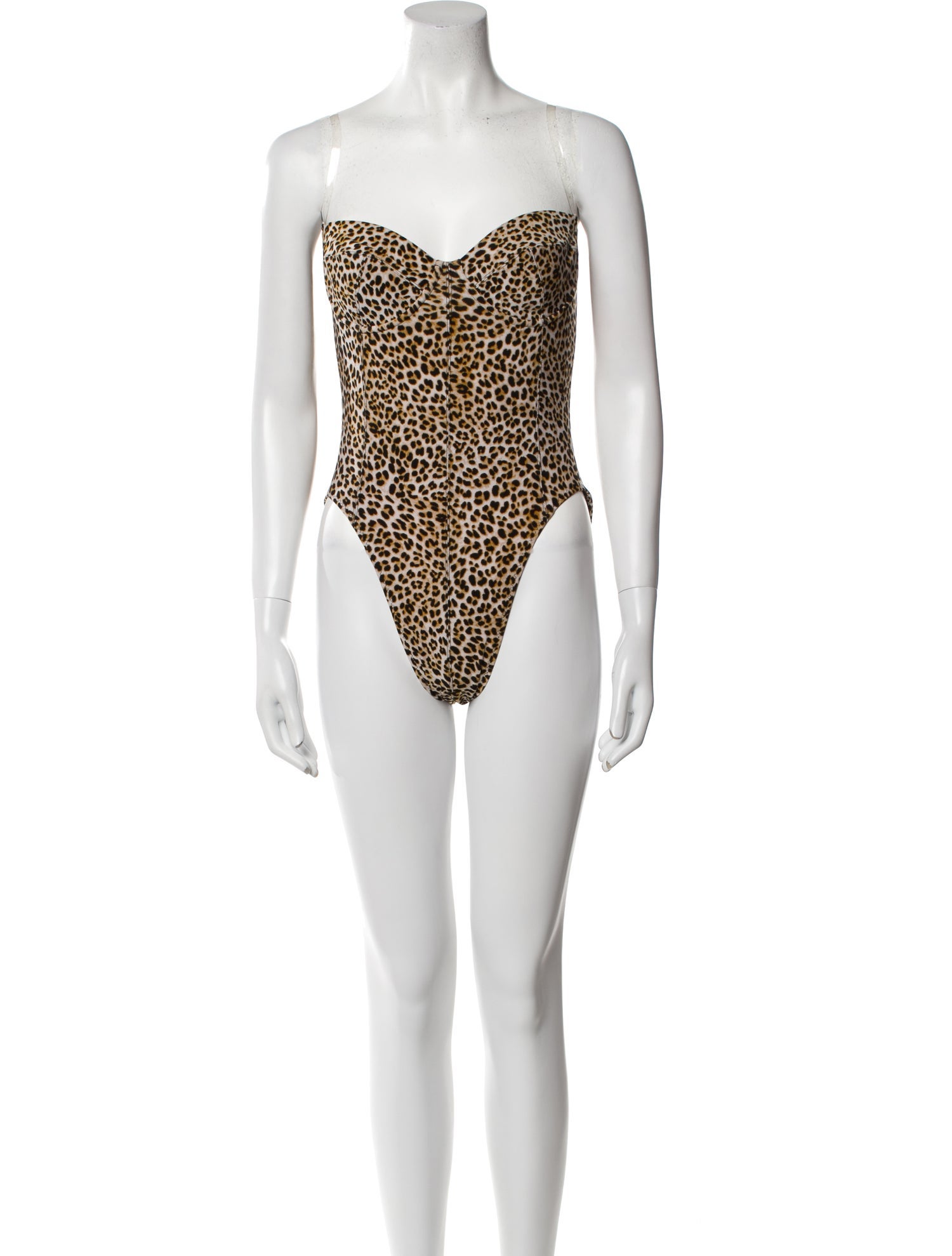Norma Kamali Animal Print Strapless Bodysuit