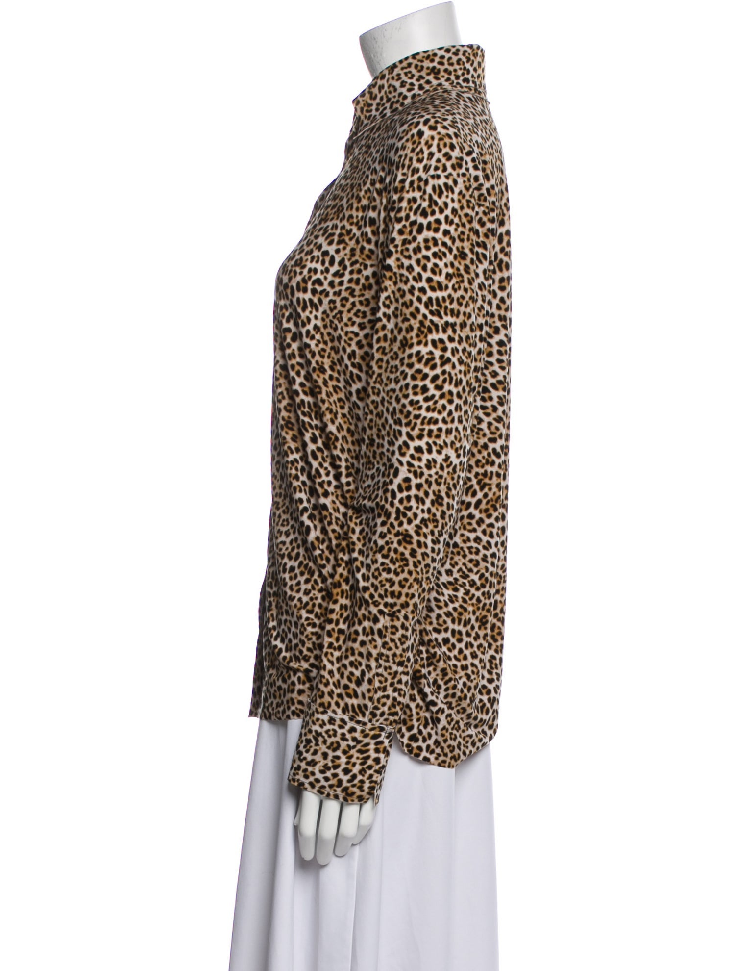 Norma Kamali Animal Print Long Sleeve Button-Up Top