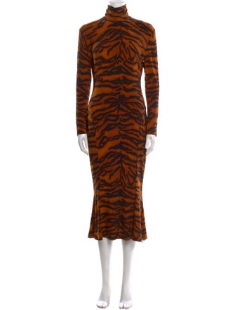 Norma Kamali Animal Print Midi Length Dress
