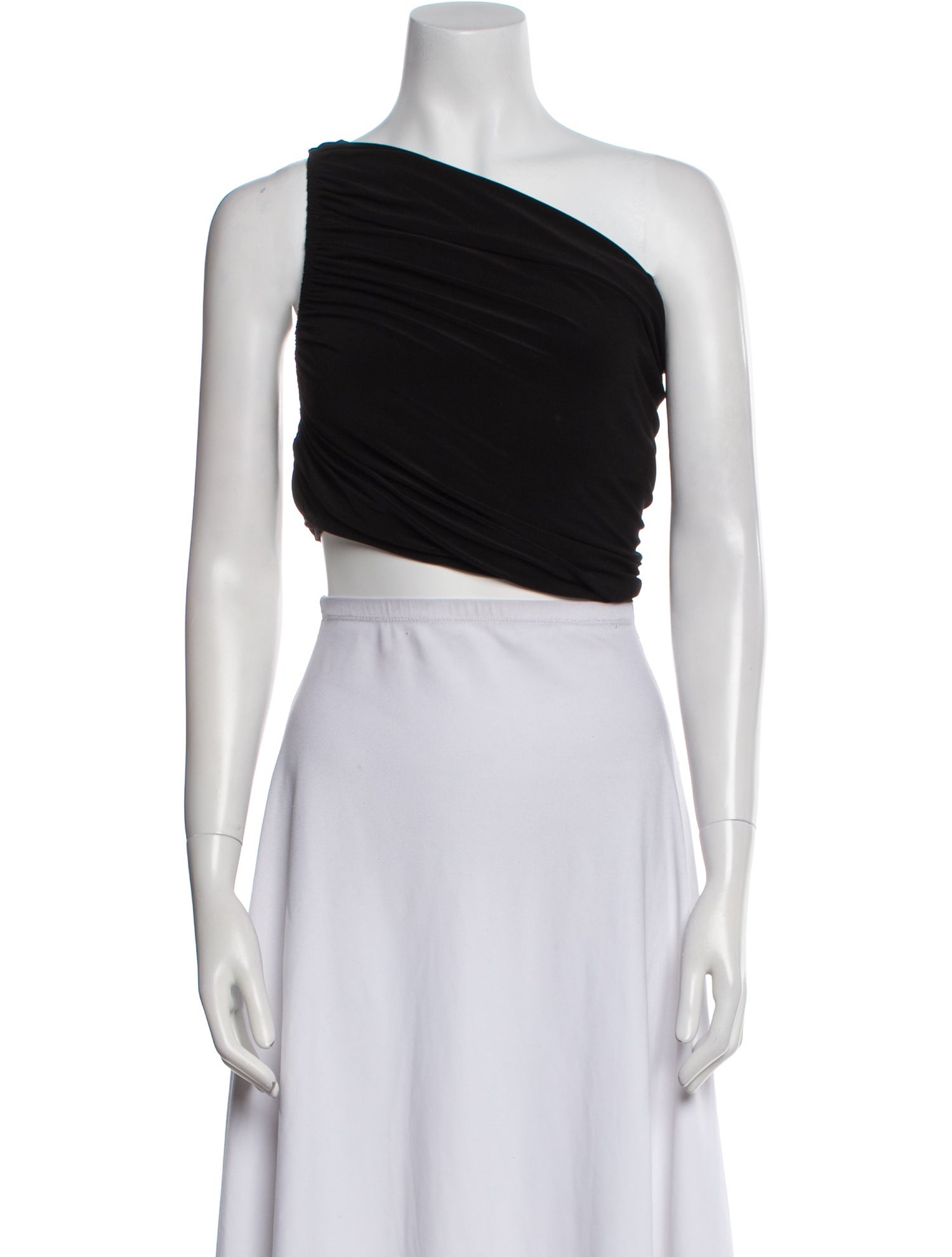 Norma Kamali One-Shoulder Sleeveless Crop Top