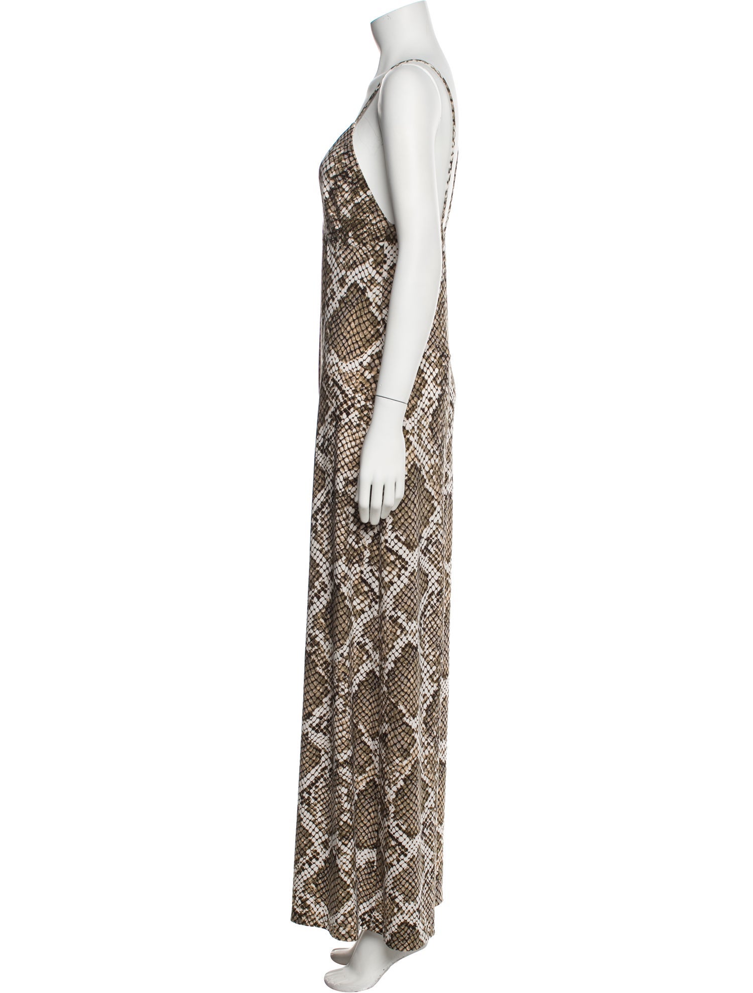 Norma Kamali Animal Print Plunge Neckline Jumpsuit