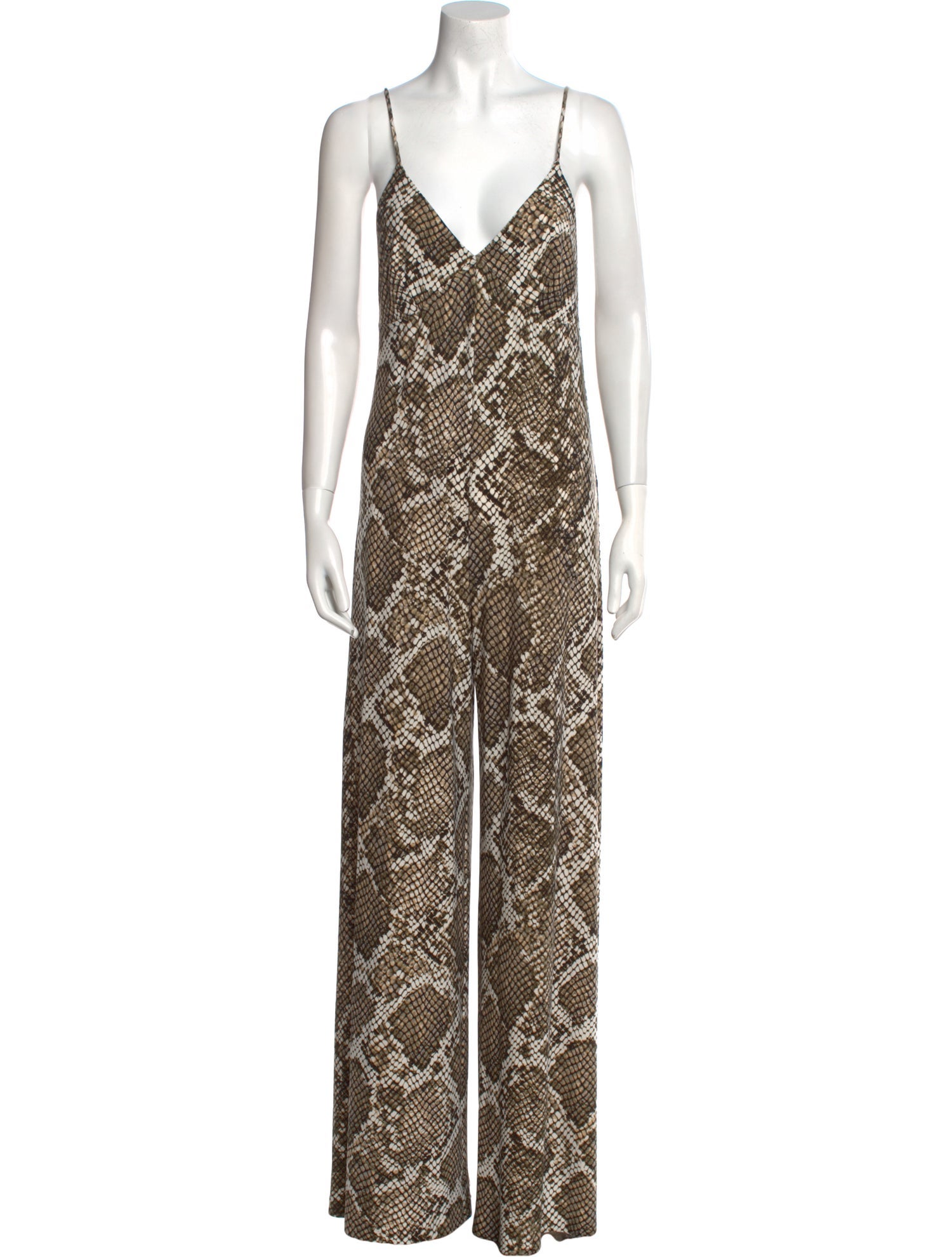 Norma Kamali Animal Print V-Neck Jumpsuit