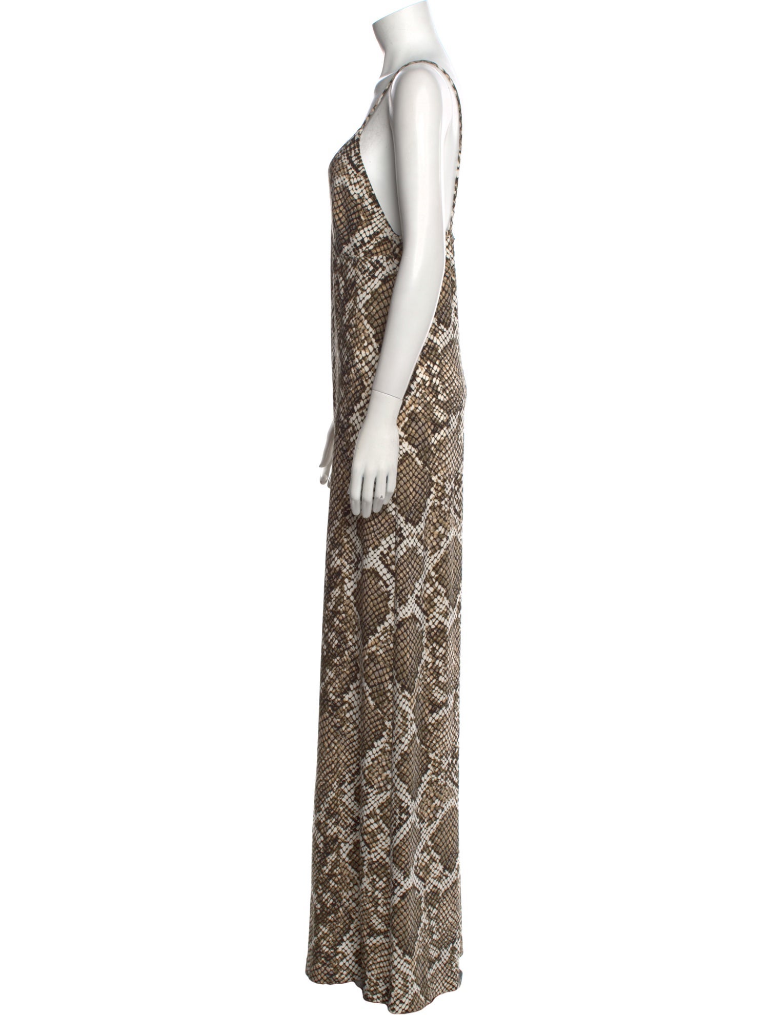 Norma Kamali Animal Print V-Neck Jumpsuit