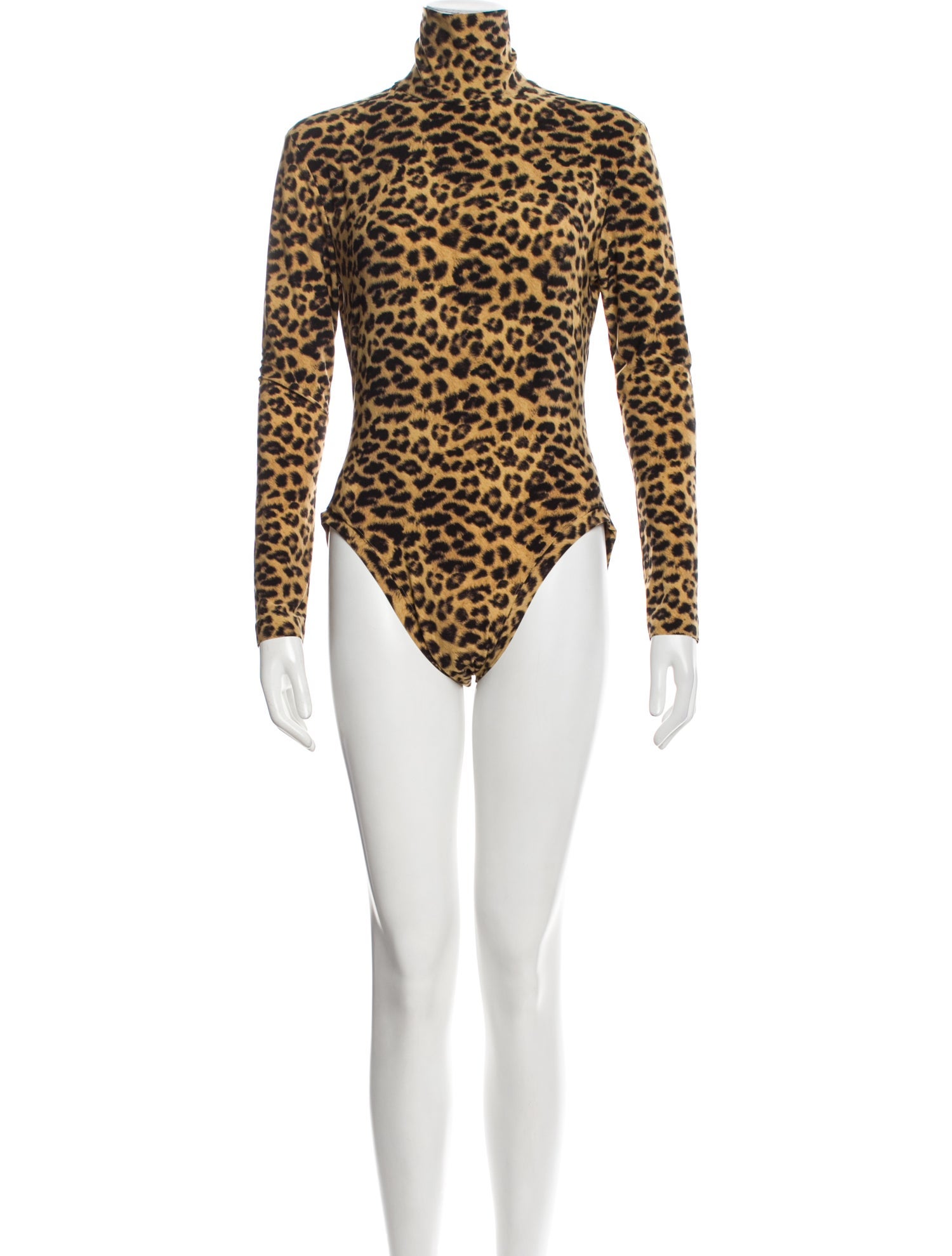 Norma Kamali Animal Print Turtleneck Bodysuit