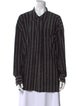 Norma Kamali Striped Long Sleeve Button-Up Top