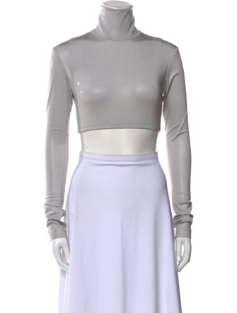 Norma Kamali Turtleneck Long Sleeve Crop Top