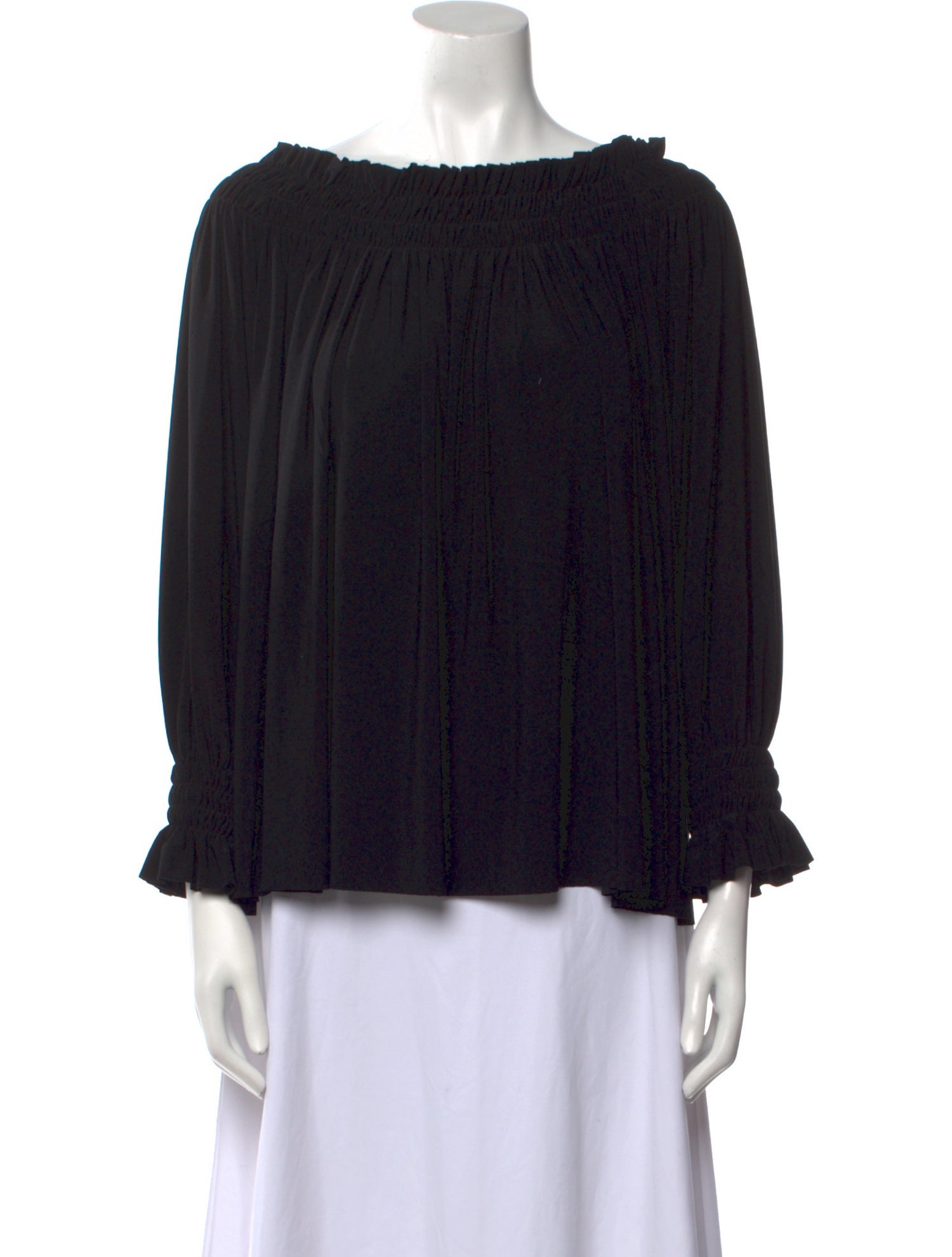 Norma Kamali Bateau Neckline Three-Quarter Sleeve Blouse