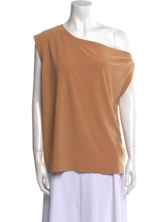 Norma Kamali One-Shoulder Short Sleeve Top