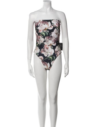 Norma Kamali Floral Print Strapless Bodysuit w/ Tags
