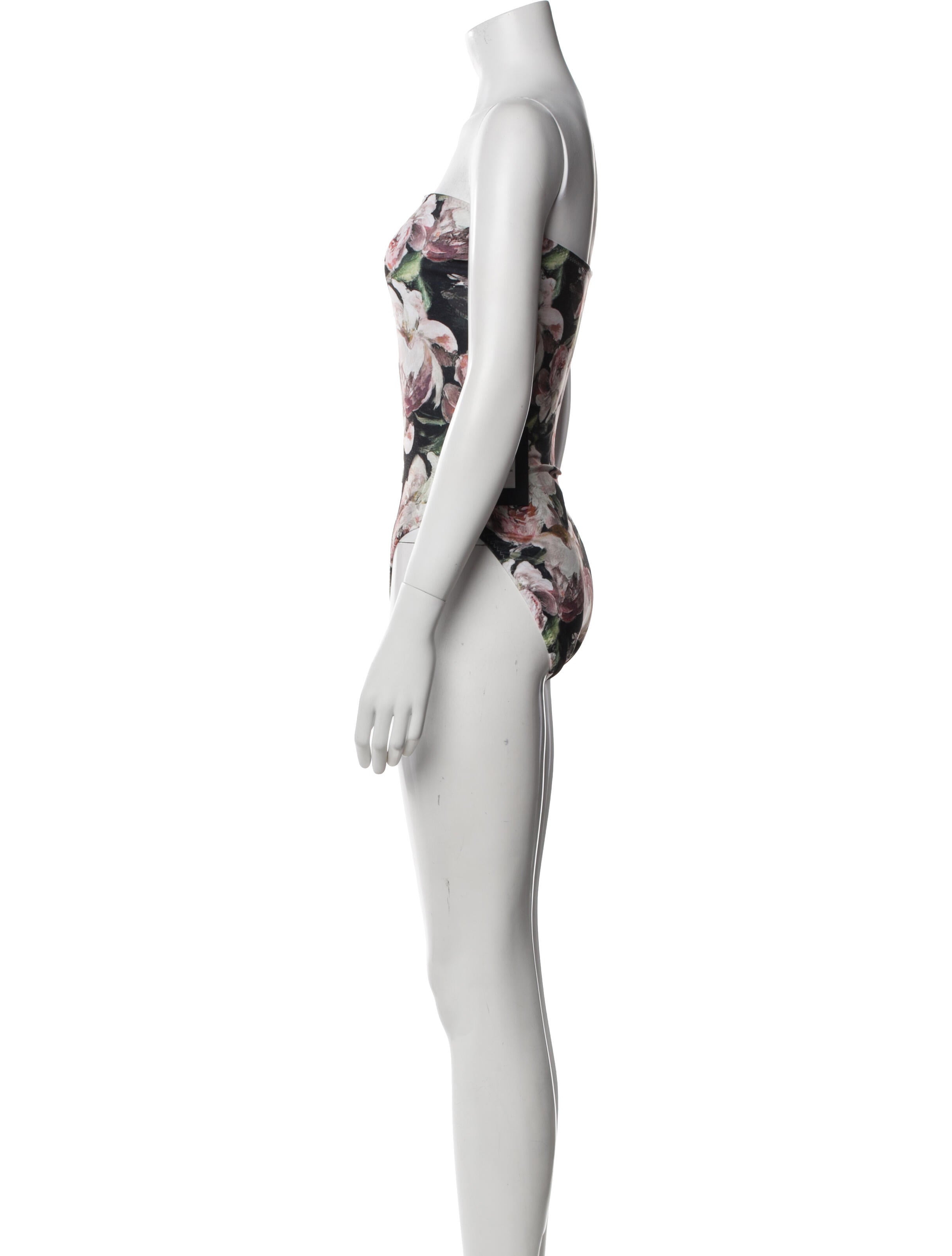 Norma Kamali Floral Print Strapless Bodysuit w/ Tags