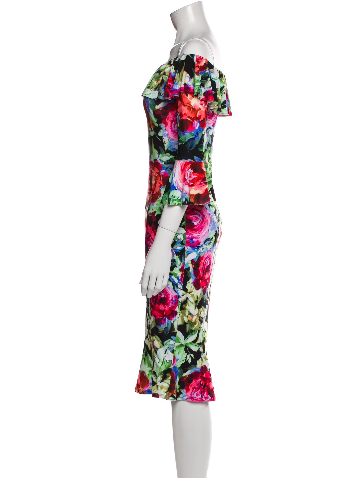 Norma Kamali Floral Print Knee-Length Dress