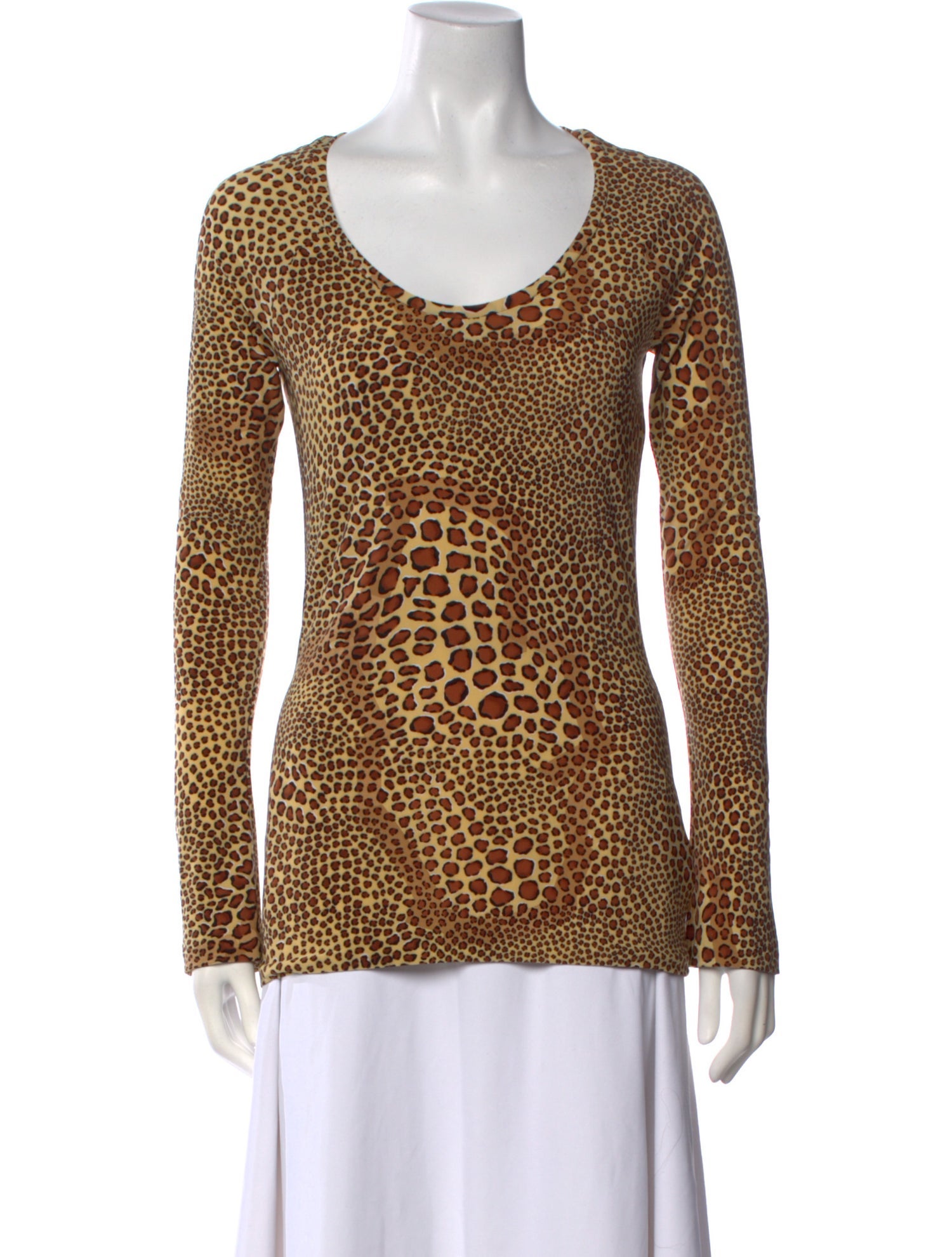 Norma Kamali Animal Print Scoop Neck Top