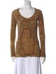Norma Kamali Animal Print Scoop Neck Top