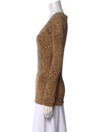 Norma Kamali Animal Print Scoop Neck Top