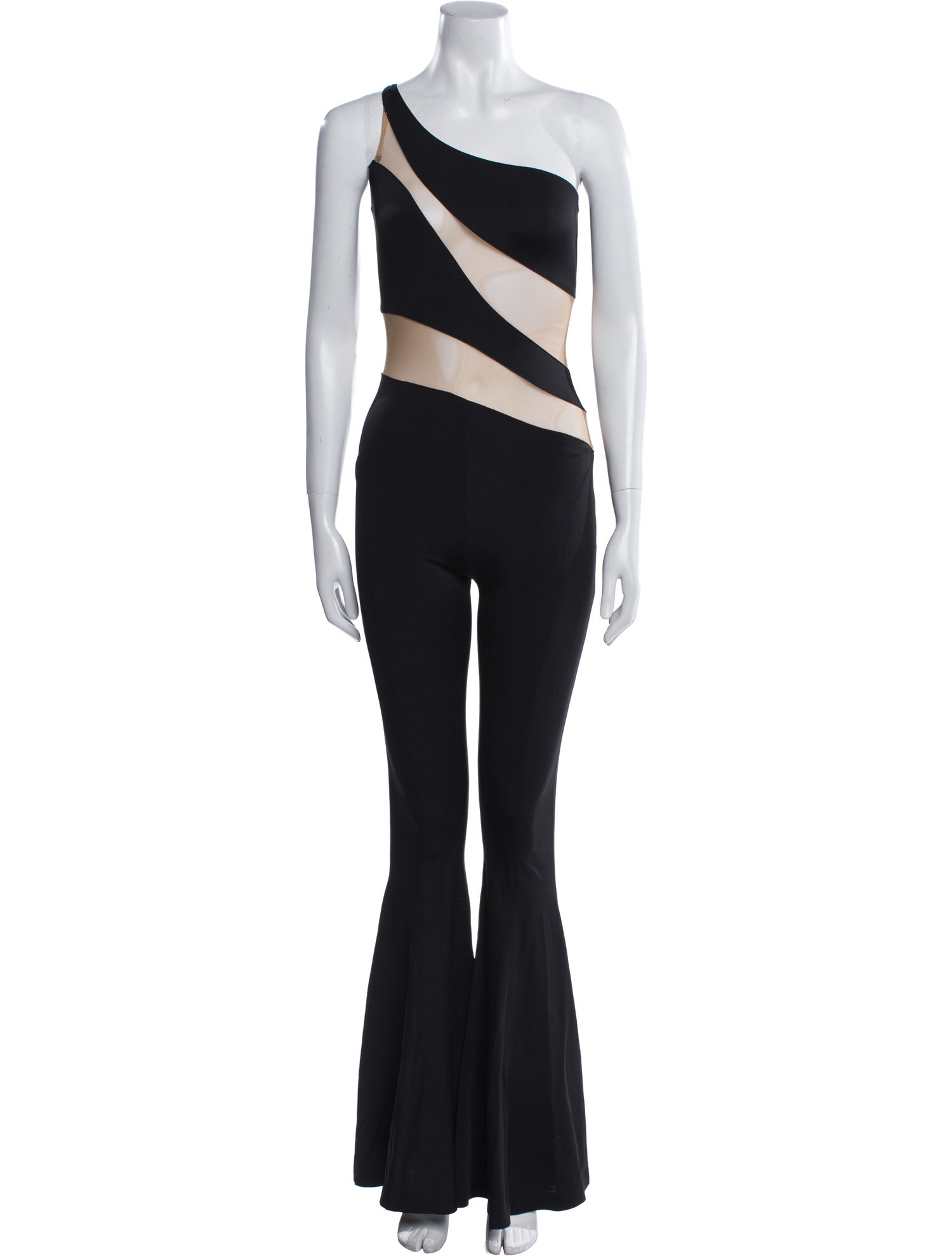 Norma Kamali Colorblock Pattern One-Shoulder Jumpsuit