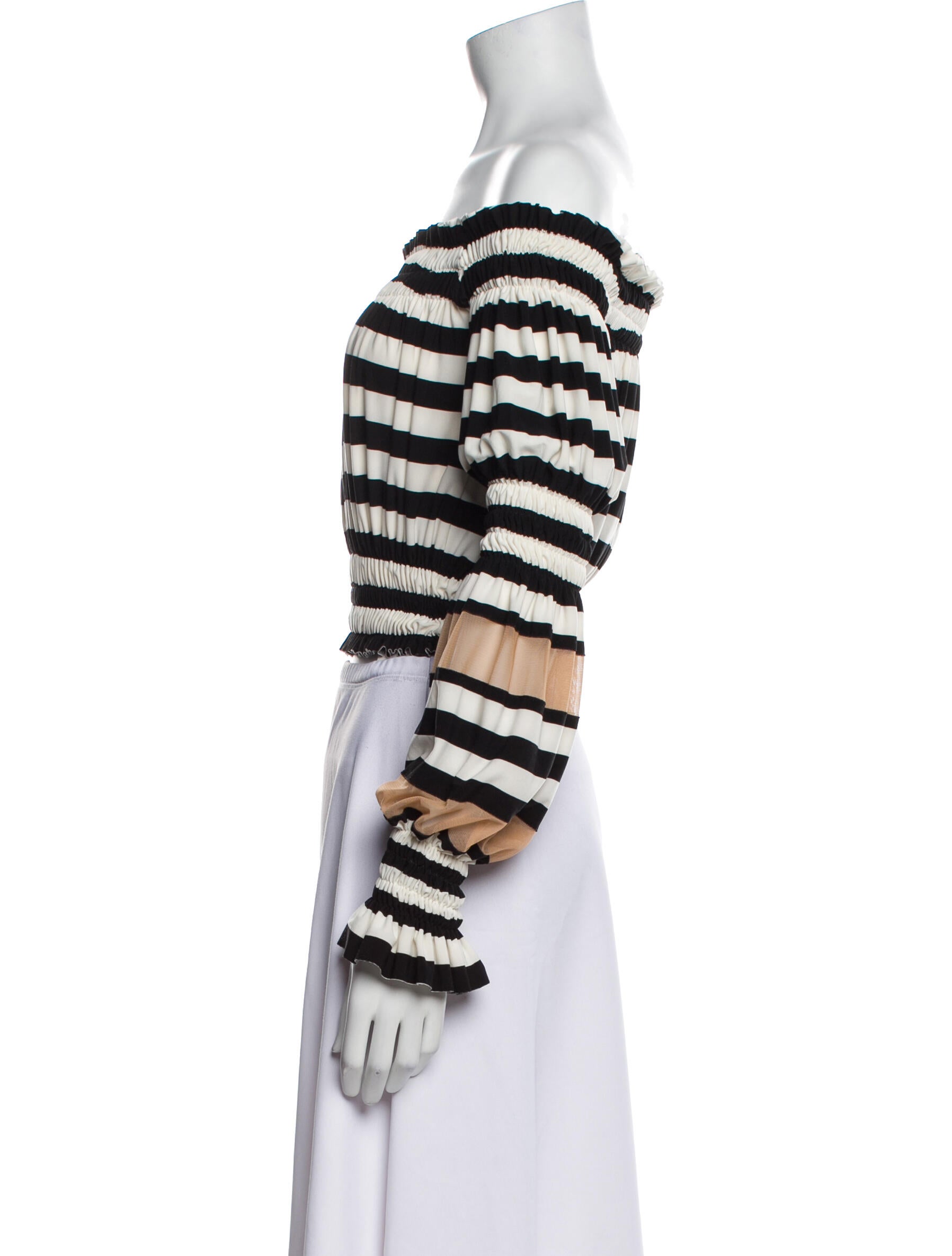 Norma Kamali Striped Off-The-Shoulder Crop Top