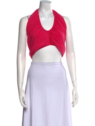 Norma Kamali V-Neck Sleeveless Crop Top