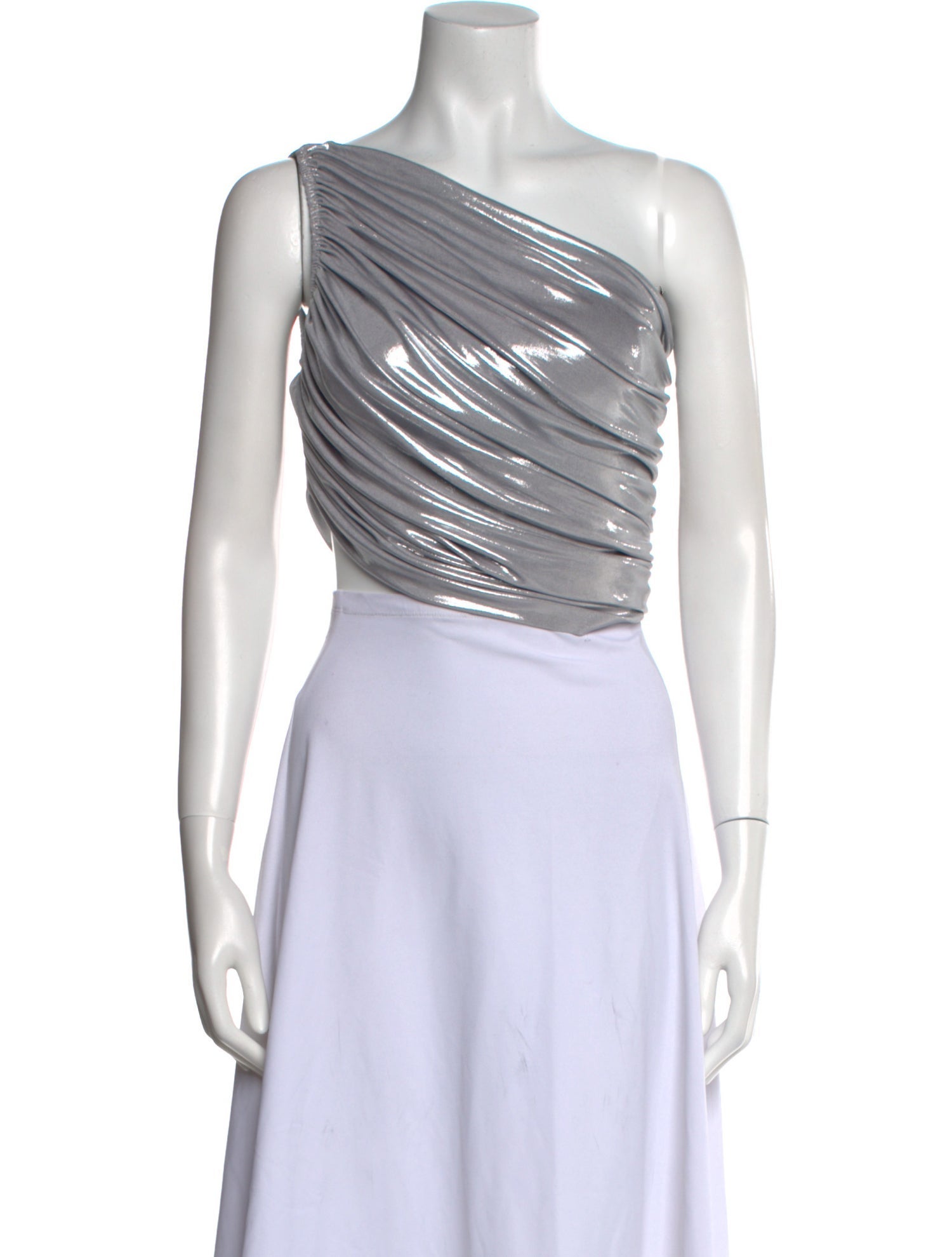 Norma Kamali One-Shoulder Sleeveless Crop Top