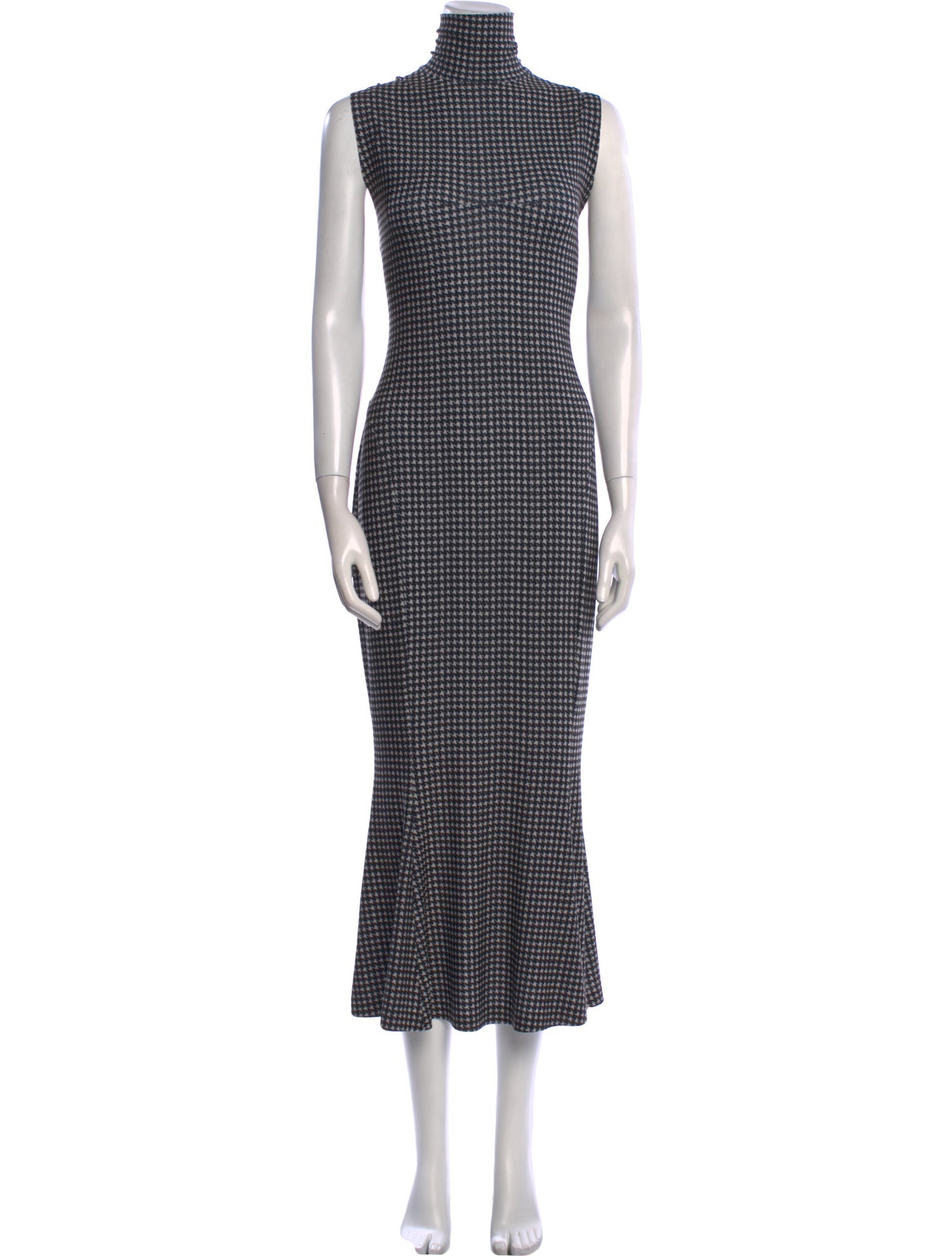 Norma Kamali Houndstooth Print Long Dress