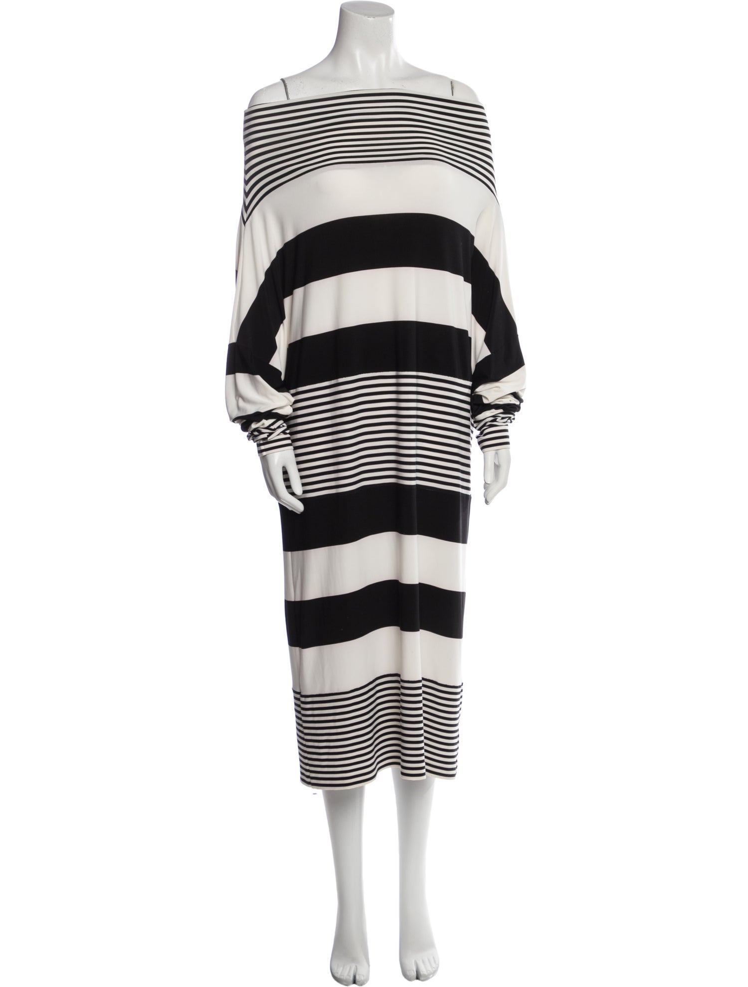 Norma Kamali Striped Knee-Length Dress
