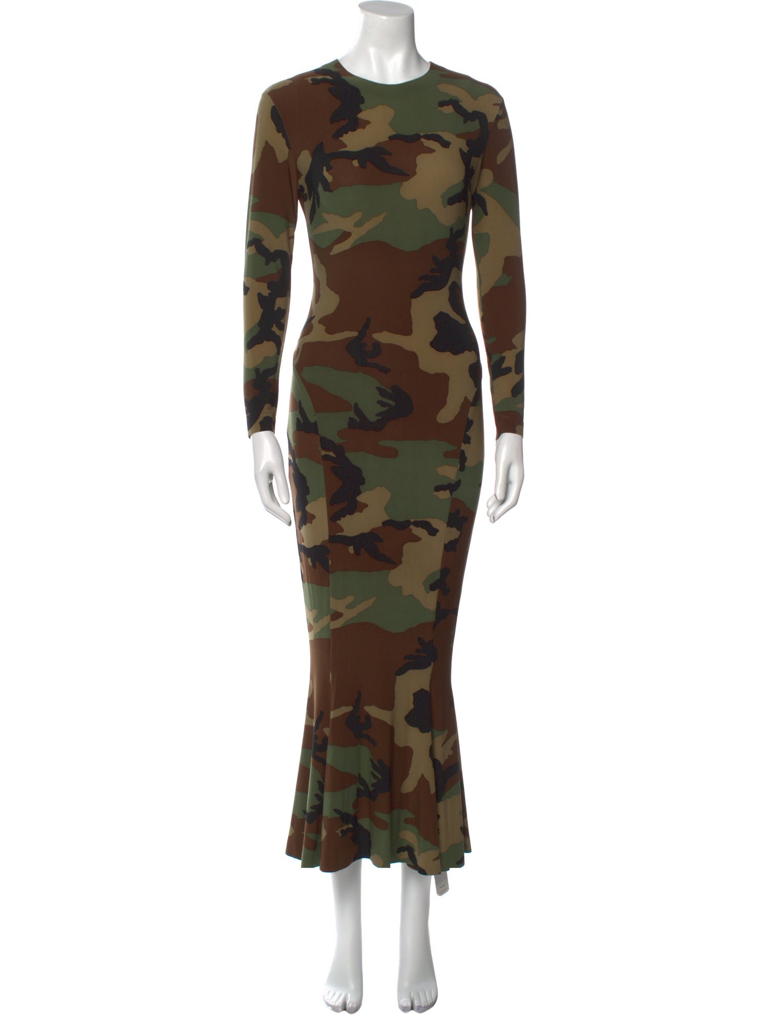Norma Kamali Camouflage Print Long Dress