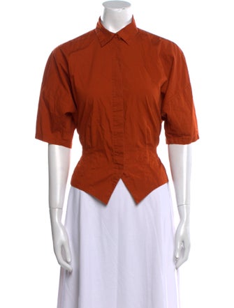 Norma Kamali Short Sleeve Button-Up Top