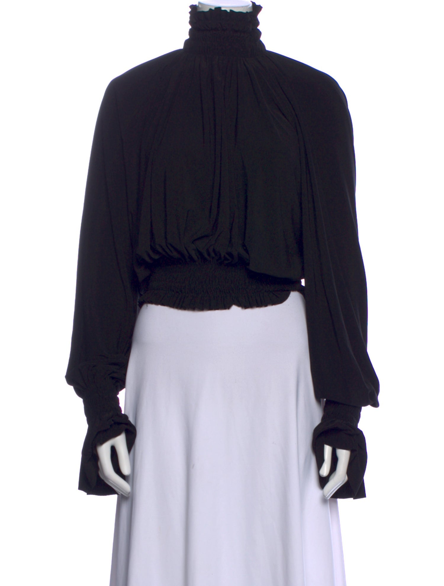 Norma Kamali Mock Neck Long Sleeve Crop Top