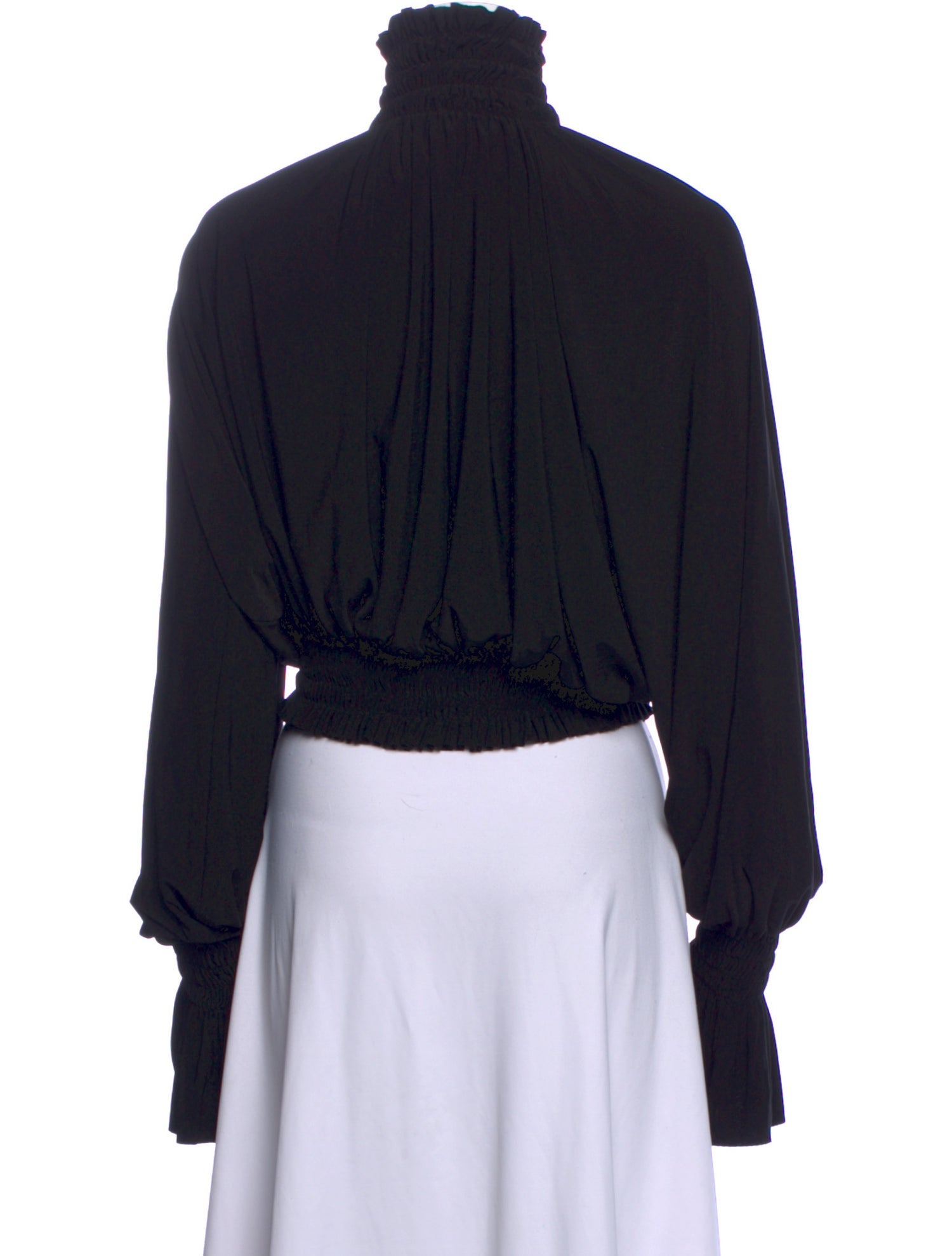 Norma Kamali Mock Neck Long Sleeve Crop Top