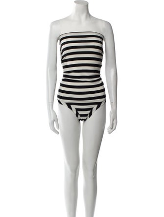 Norma Kamali Striped Strapless Bodysuit