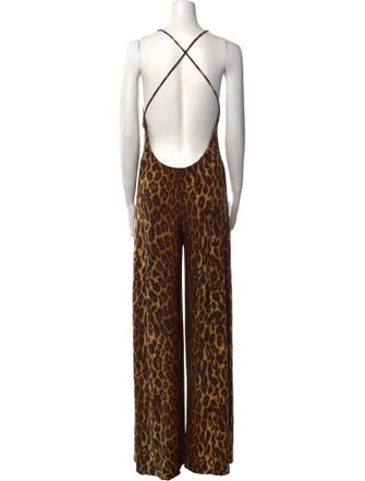 Norma Kamali Animal Print V-Neck Jumpsuit w/ Tags