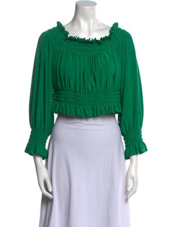 Norma Kamali Off-The-Shoulder Long Sleeve Crop Top