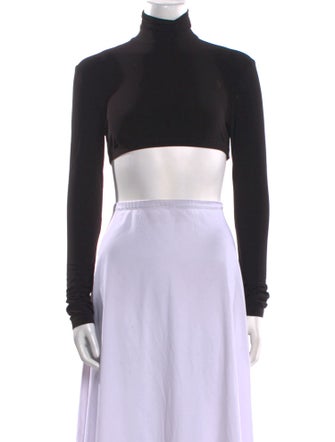 Norma Kamali Turtleneck Long Sleeve Crop Top