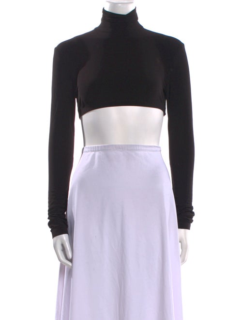 Norma Kamali Turtleneck Long Sleeve Crop Top