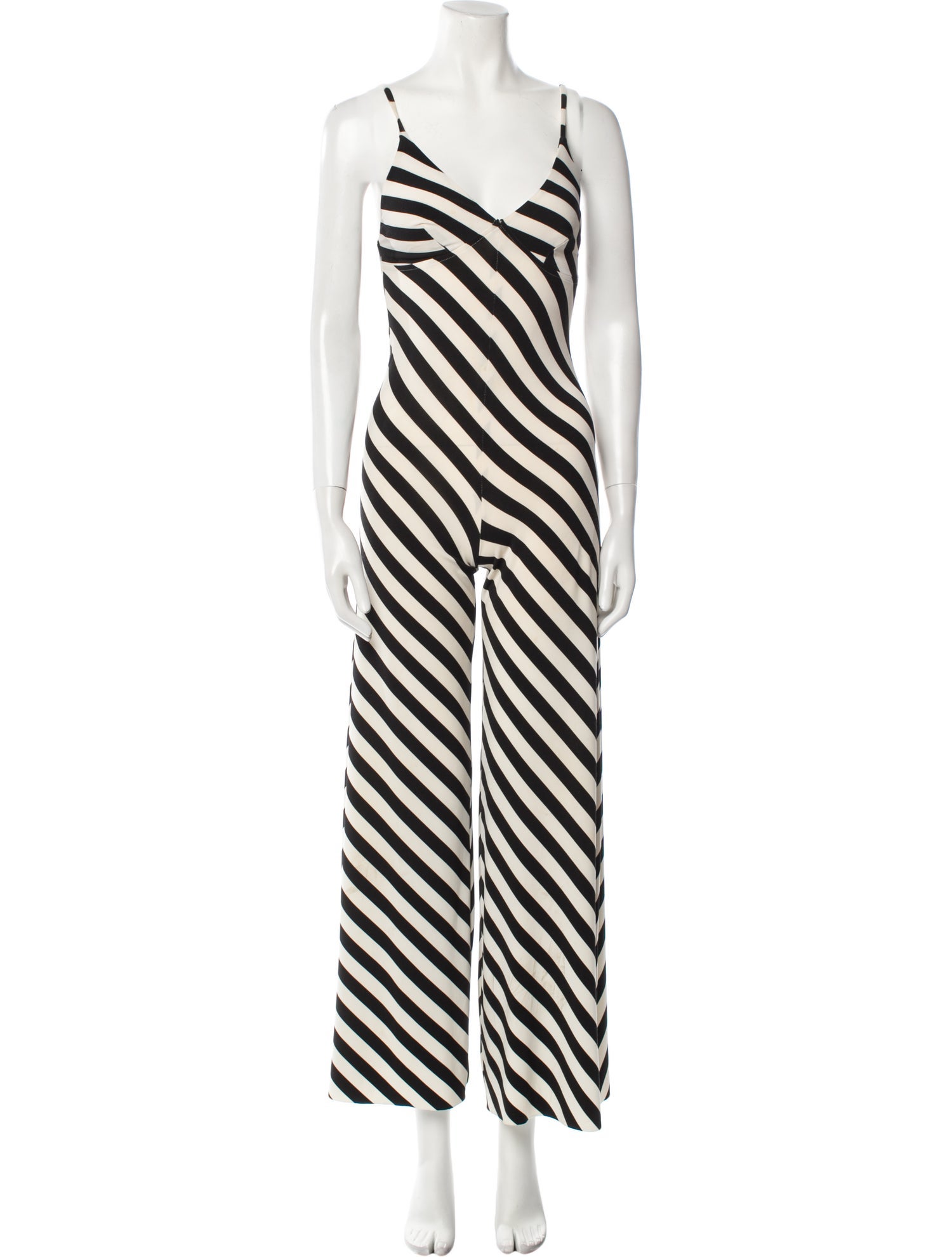 Norma Kamali Striped V-Neck Jumpsuit