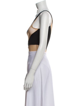 Norma Kamali Striped One-Shoulder Crop Top