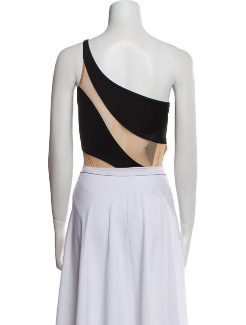 Norma Kamali Striped One-Shoulder Crop Top