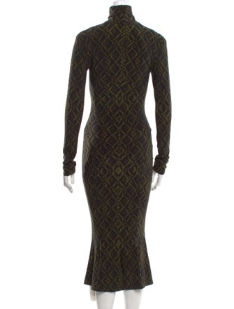 Norma Kamali Plaid Print Midi Length Dress