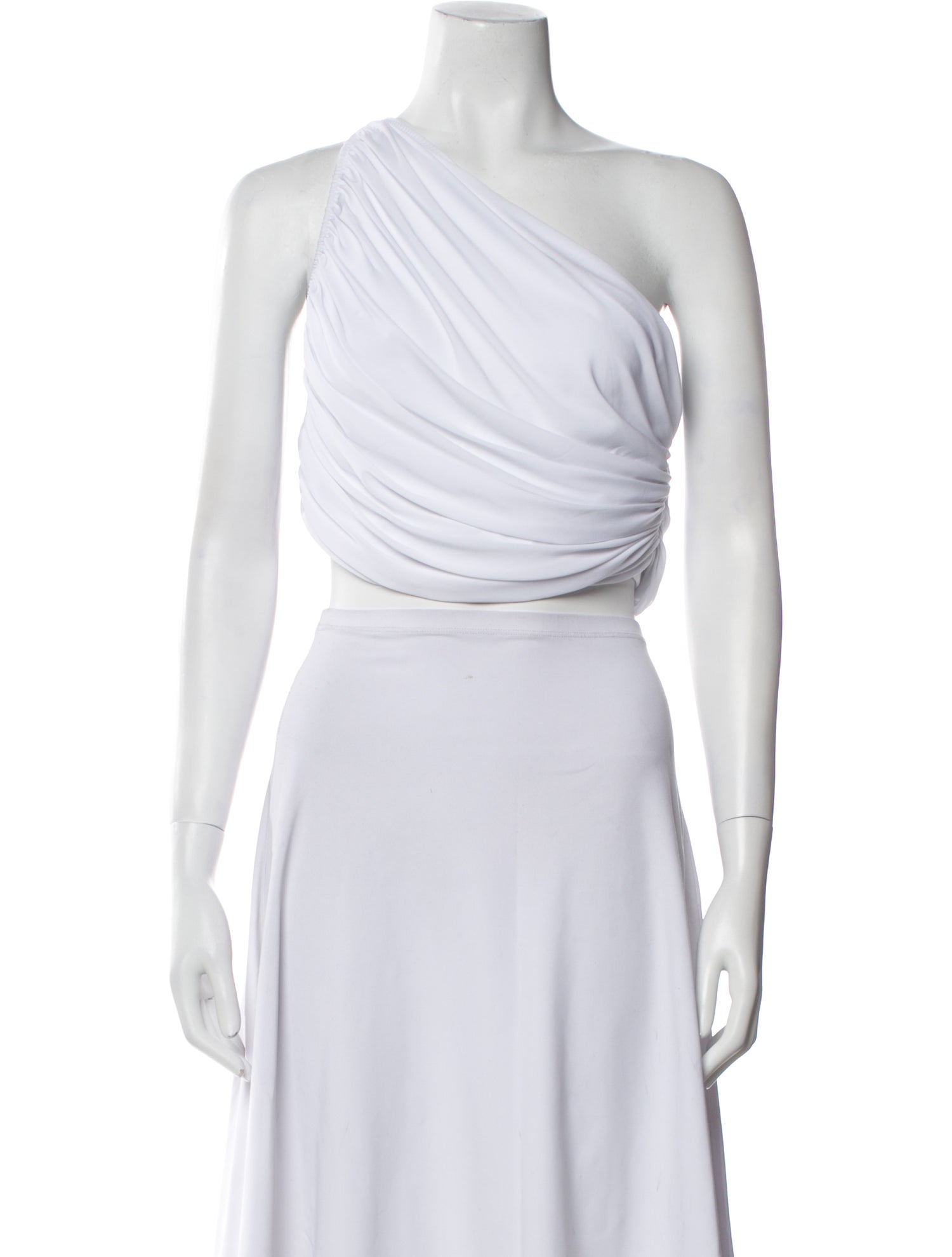 Norma Kamali One-Shoulder Sleeveless Crop Top