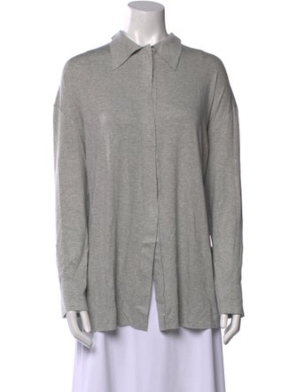 Norma Kamali Long Sleeve Button-Up Top