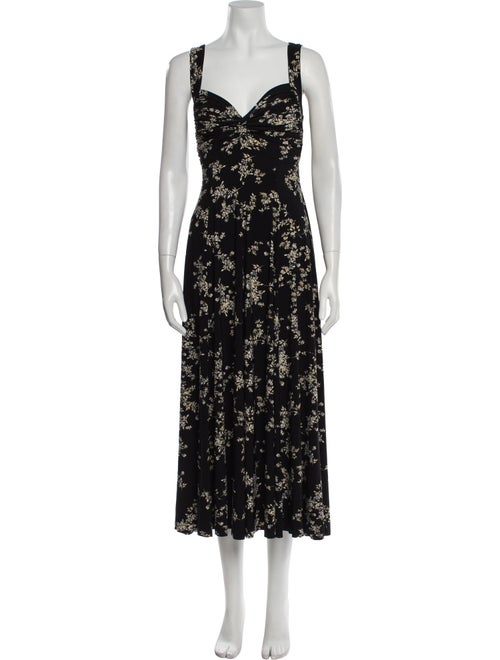 Norma Kamali Floral Print Midi Length Dress