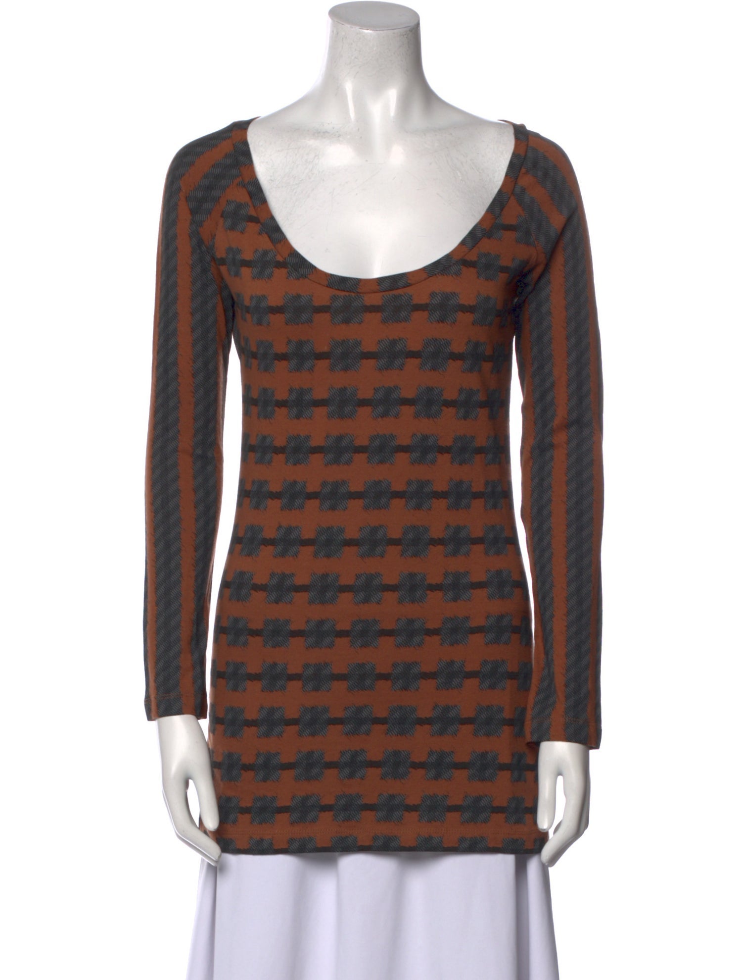 Norma Kamali Printed Scoop Neck Top