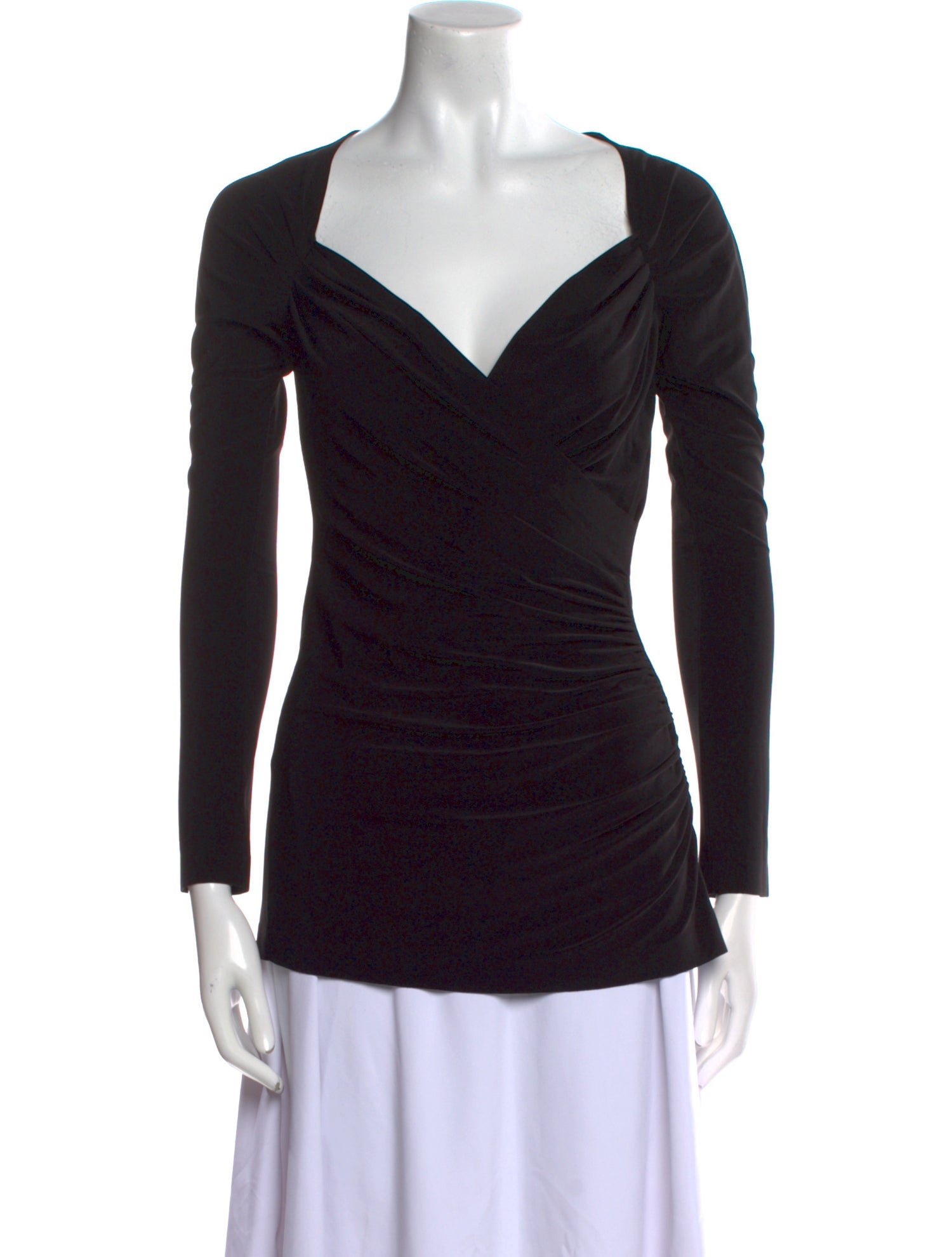 Norma Kamali V-Neck Long Sleeve Top