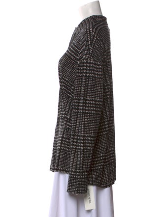 Norma Kamali Plaid Print Long Sleeve Button-Up Top