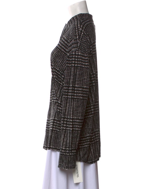 Norma Kamali Plaid Print Long Sleeve Button-Up Top